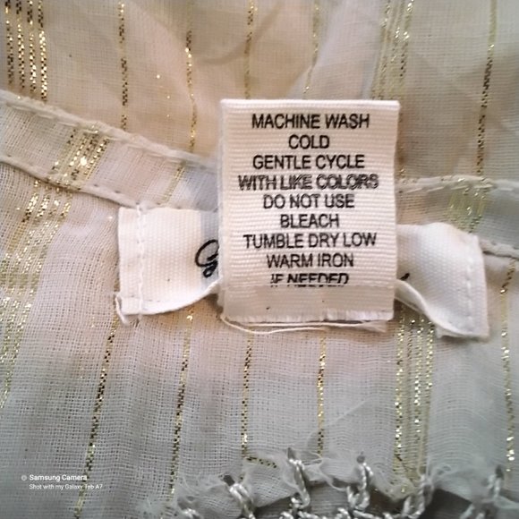 Gypsie Blu Boho Cream Crochet Kimono Swimsuit Coverup Gold Metallic Thread OS - Picture 5 of 8